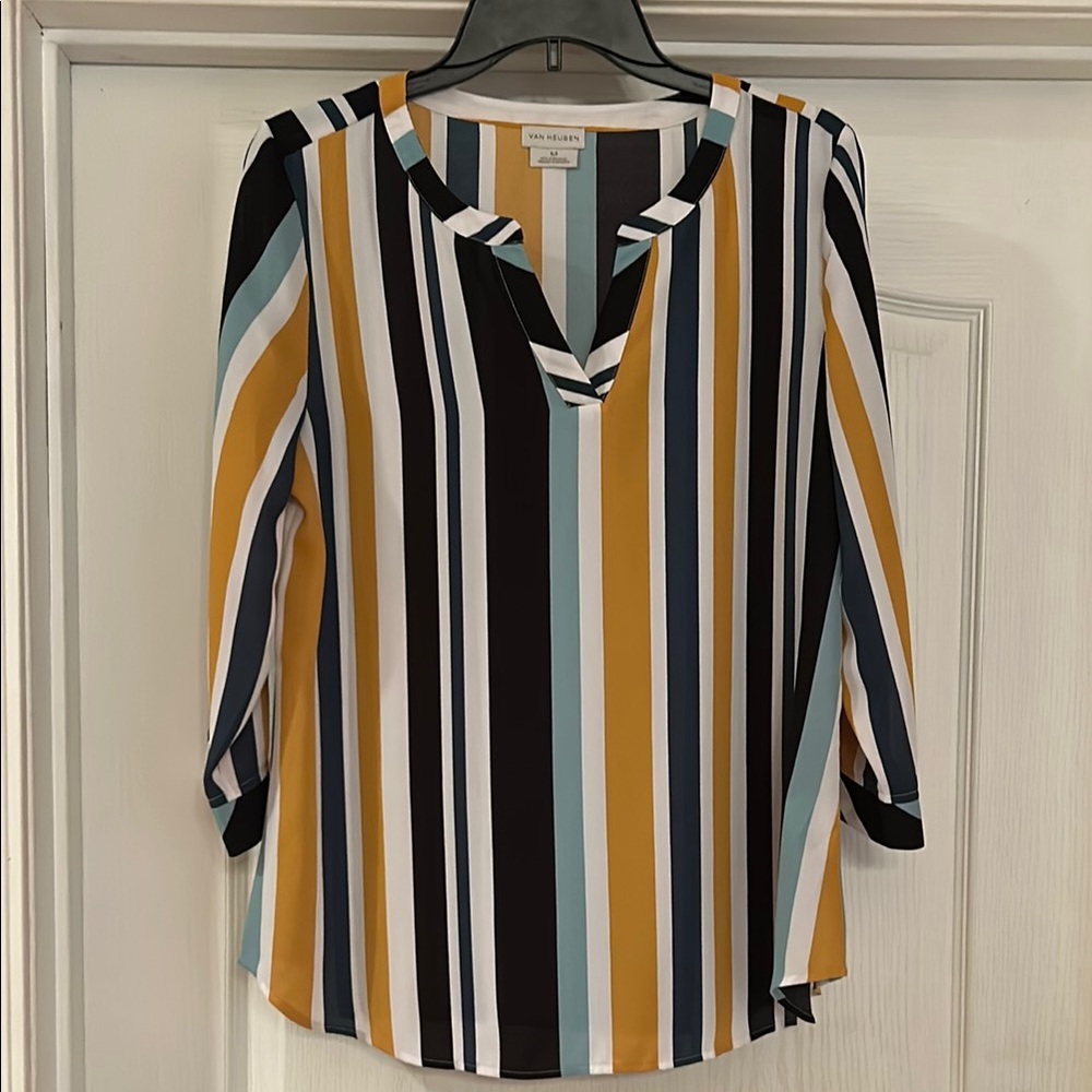 Van Heusen Multicolor Striped V-Neck Blouse